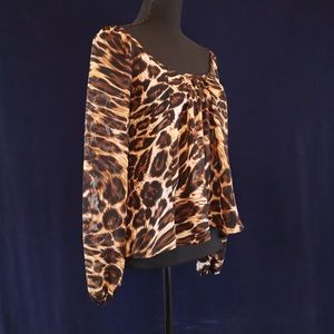 Show Me Your Mumu Sheer Cheeta Print Top Sz Small